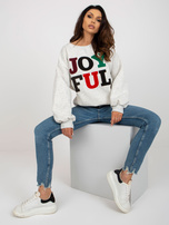 Hurtownia Jasnoszara luźna bluza bez kaptura z napisem