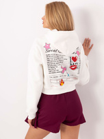 Hurtownia Ecru krótka bluza dresowa z kapturem