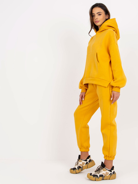 Hurt Musztardowy komplet dresowy z bluzą z kapturem Janessa