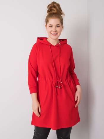 Czerwona bluza plus size z kapturem Norina
