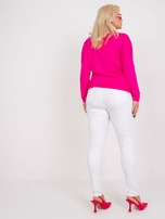 Fuksjowa bluzka plus size z długim rękawem Elisa 