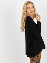 Hurt Czarny sweter z warkoczami z dekoltem V OCH BELLA