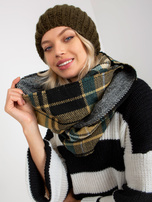 Hurtownia Czarno-beżowy damski komin zimowy w kratę