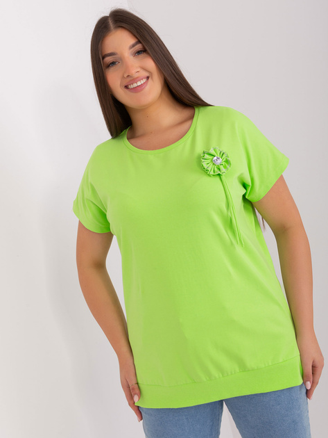 Hurtownia Jasnozielona bluzka damska plus size ze ściągaczem