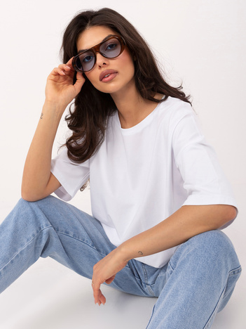 Biały damski t-shirt oversize z bawełny RUE PARIS