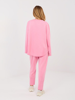 Różowy damski komplet z bluzą oversize RUE PARIS 