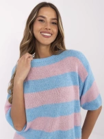 Niebiesko-jasnoróżowy kolorowy sweter oversize