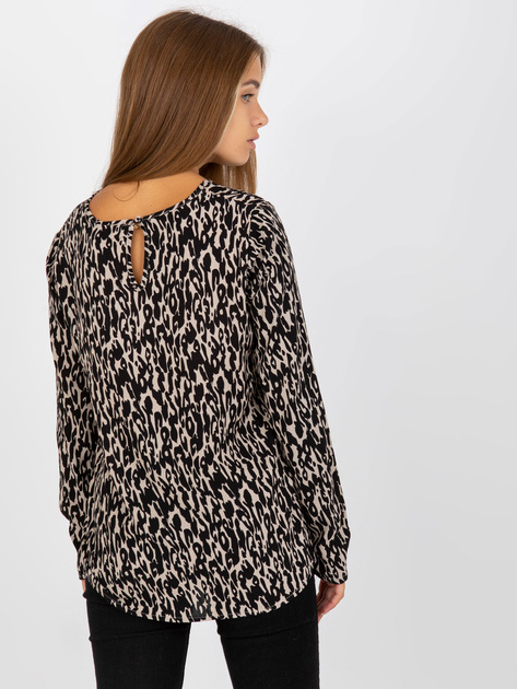 Hurt Ciemnobeżowa bluzka w zwierzęcy wzór z wiskozy