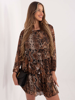 Czarno-brązowa sukienka z printem Loxley RUE PARIS