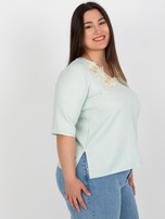 Hurtownia Miętowa elegancka bluzka plus size