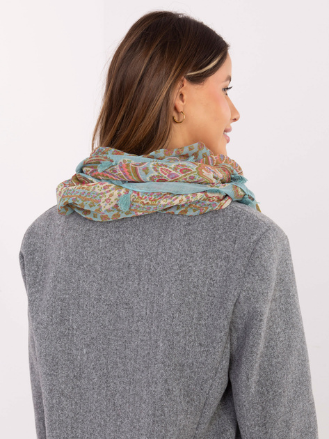 Miętowa damska chusta we wzory