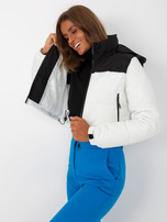 Hurt Czarno-biała pikowana kurtka zimowa z kieszeniami 