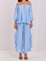 Light blue set with slits on the pants RUE PARIS.