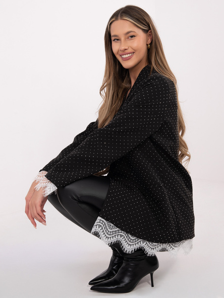 Czarno-srebrna elegancka marynarka z dżetami