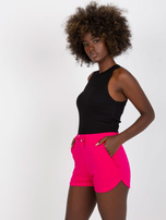 Fuksjowe dresowe szorty basic z kieszeniami 