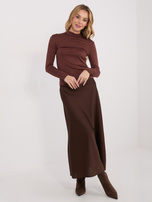 Brązowa dopasowana bluzka z półgolfem