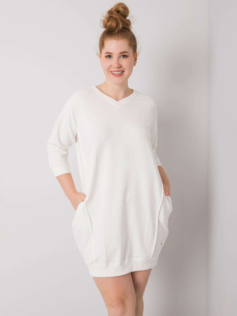 Ecru bawełniana sukienka plus size Karissa