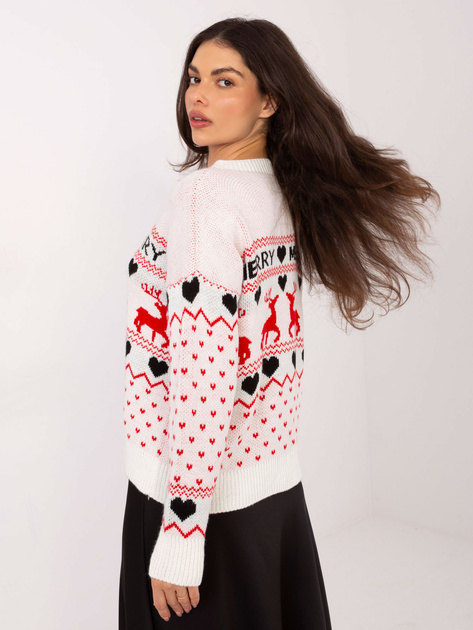 Ecru świąteczny sweter w renifery