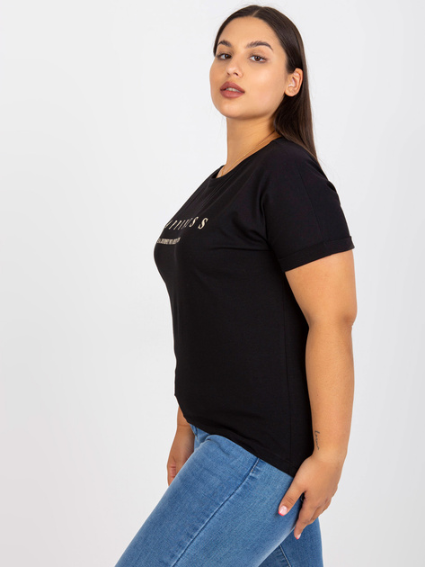 Czarny t-shirt plus size ze złotym nadrukiem