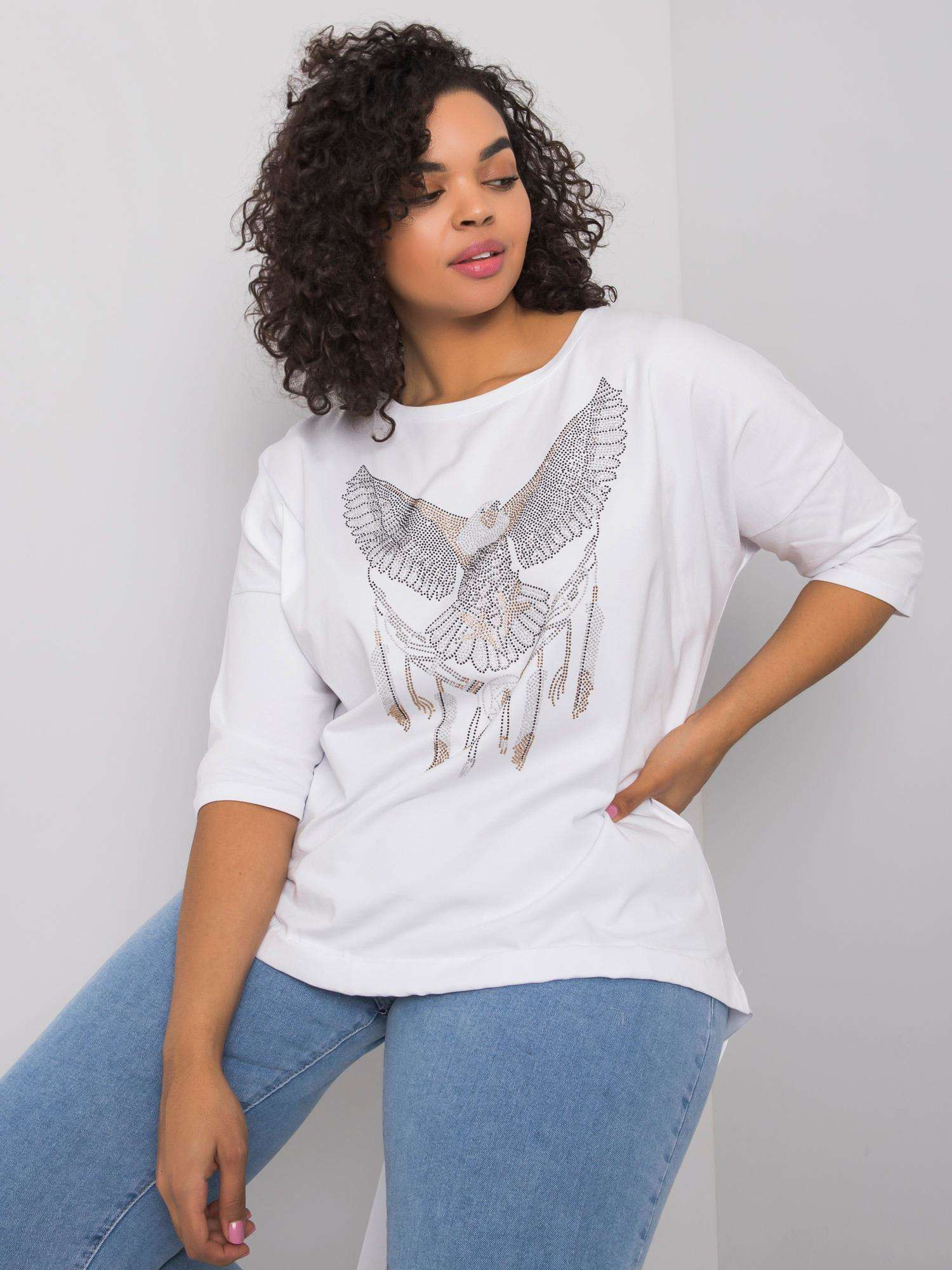 Weiße Bluse mit Applikationen Cassia.