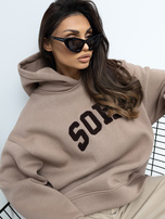 Ciemnobeżowa bluza oversize z ociepleniem RUE PARIS