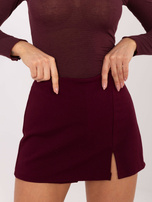Burgundowe spódnico-szorty z rozcięciem