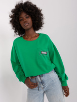 Hurt Zielona krótka bluzka na co dzień z kieszonką