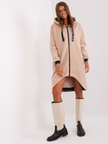 Hurt Beżowa długa bluza rozpinana z kieszeniami