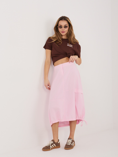 Jasnoróżowa sztruksowa spódnica typu cargo RUE PARIS