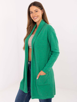 Zielony damski kardigan z długim rękawem