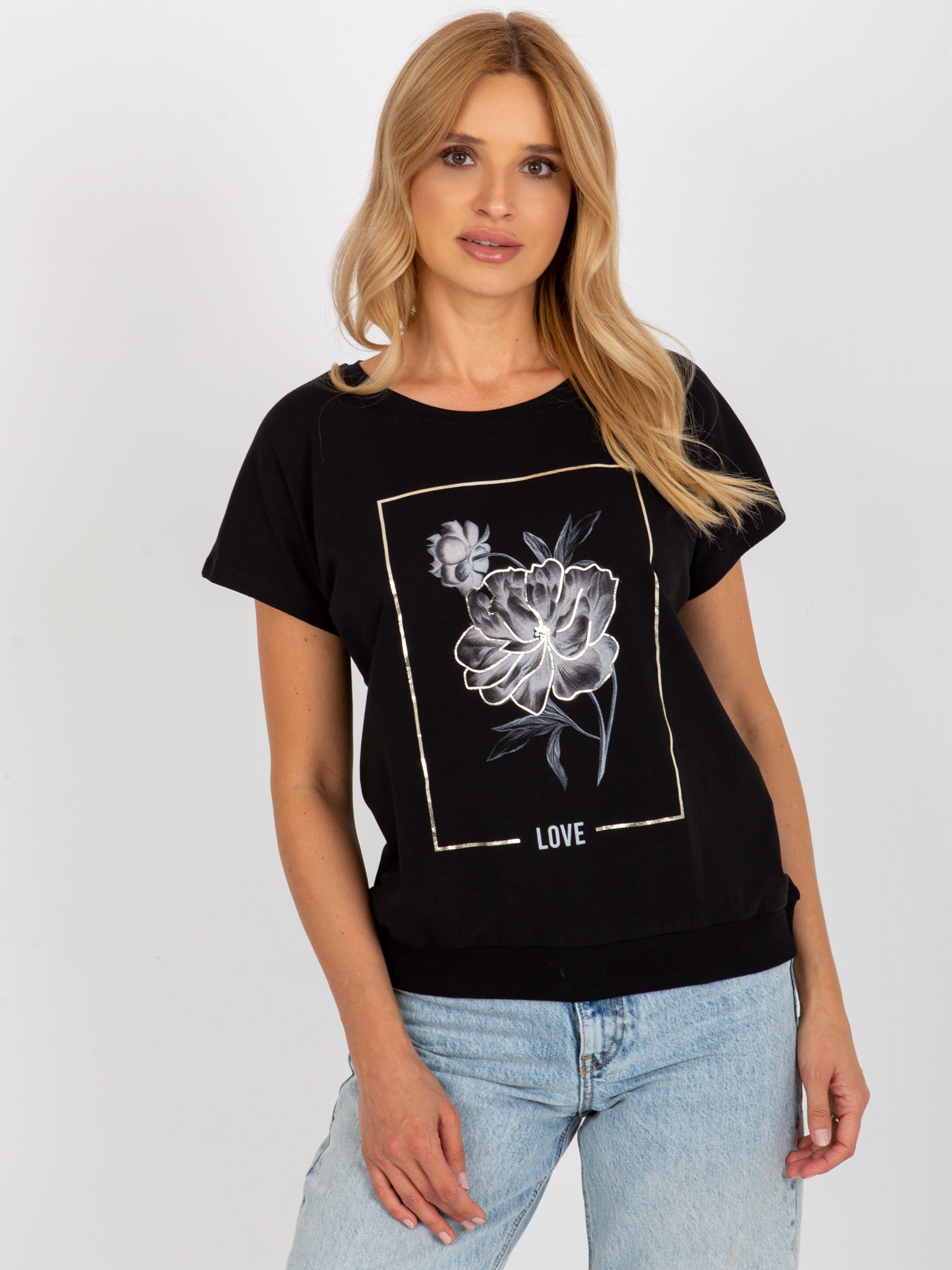 Hurt Black blouse with print and inscription RUE PARIS.