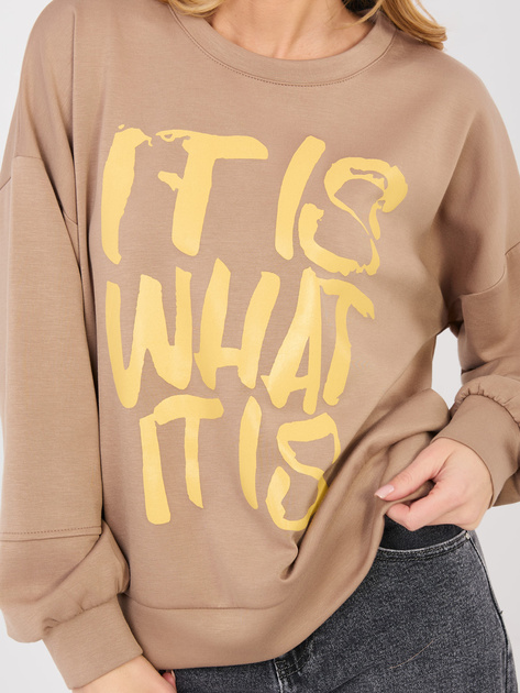 Ciemnobeżowa bluza z miękkiego materiału RUE PARIS