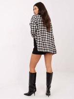 Czarno-biała damska marynarka z domieszką wełny