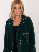 Hurt Dark green alpaca jacket with zippers.