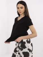 Czarny gładki t-shirt damski BASIC FEEL GOOD