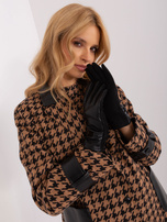 Hurtownia Czarne damskie rękawiczki z eko skórą