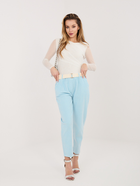 Jasnoniebieskie damskie spodnie cigarette z sztruksu