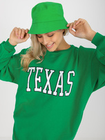 Hurt Zielona długa luźna bluza z nadrukiem i kieszeniami