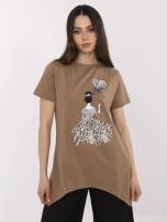 Jasnobrązowa asymetryczna bluzka z bawełny