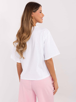 Hurtownia Biały bawełniany t-shirt z nadrukiem 