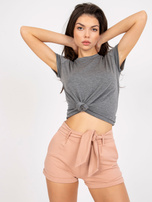 Ciemnoszary t-shirt basic z bawełny Peachy