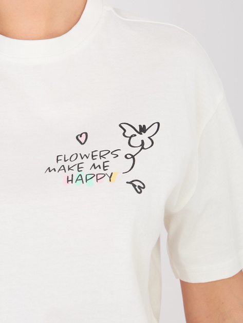 Biały damski t-shirt z nadrukiem na plecach SUBLEVEL