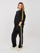 Czarny dresowy komplet z bluzą oversize RUE PARIS 