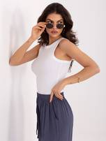 Biały bawełniany top w prążek SUBLEVEL