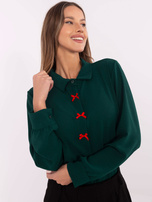 Hurt Ciemnozielona wizytowa koszula z kokardkami