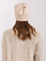 Hurt Beżowa dzianinowa czapka damska
