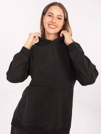 Czarna damska bluza basic o kroju oversize 