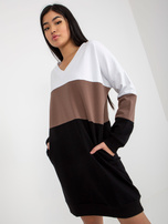 Hurt Biało-czarna sukienka basic z kieszeniami RUE PARIS