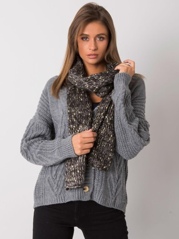 Women's black scarf with gold thread
