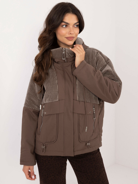 Hurt Brązowa kurtka z sztruksowymi wstawkami